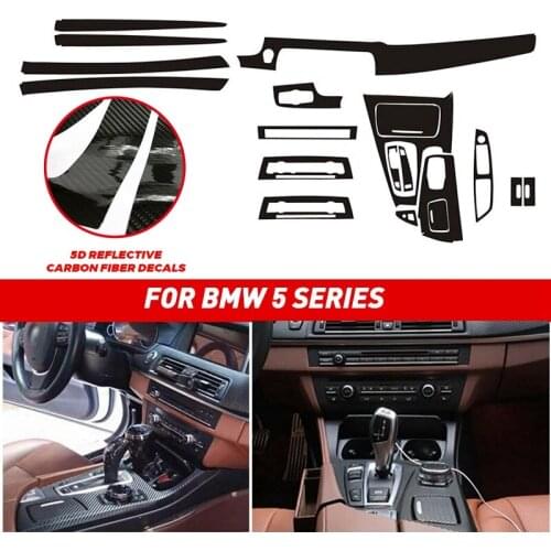 5D Carbon Fiber Pattern Interior Trim DIY Sticker Center Console Decoration Film for 2011-2017 BMW 5 Series 520li 525li 528li