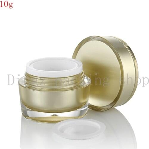 5g 10g Golden Slanting Round Acrylic Cream Jar container Small Empty sample Cosmetic Pot ,Gold eye cream Cosmetics Packaging