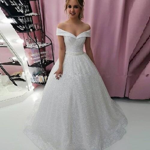 Vestidos de Noiva Sparkly Wedding Dresses 2021 Ball Gown Wedding Gowns Princess Corset Off the Shoulder Sweetheart bridal Dress