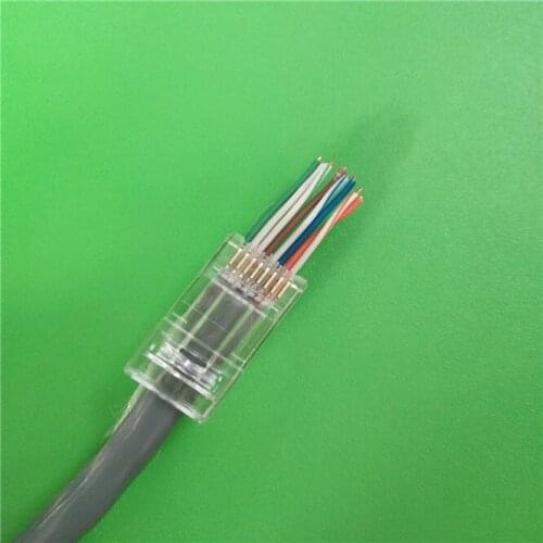 CAT6 fast speed TRANSMIT gold plated RJ 45 8 pins internet cable plug 8P8C Terminals RJ45 connector 8pin Through hole 100PCS