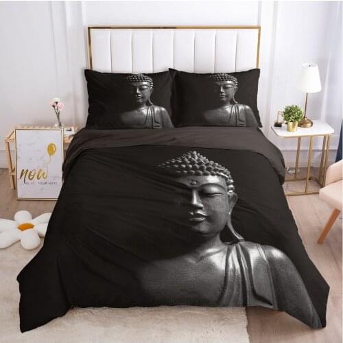 Black bedding set Queen King Full Double Duvet cover set pillow case Bed linens Quilt cover 240x220 200x200 Buddha body
