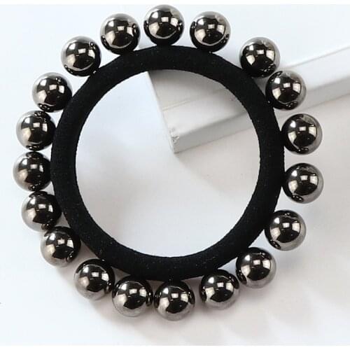 1PC Fashion Girl Elastic Hair Band Pearl Black Hair Rope Elegance Women Hair Accessories Rubber Band Ponytail Holder Tie Gum