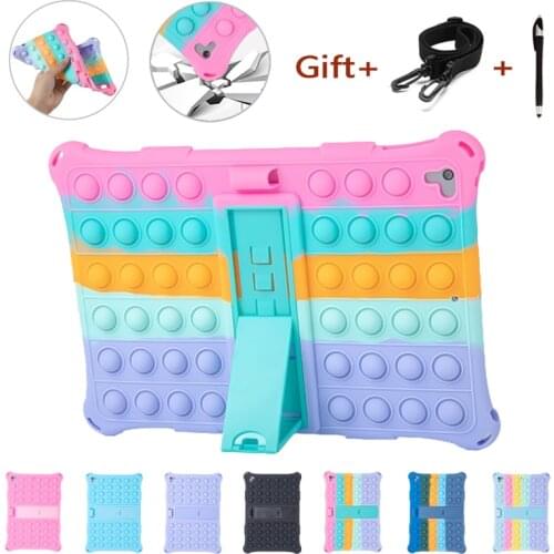 Pop Fidget Toys Push It Bubble Stress-Relieve Non-toxic Silicone Case for IPad(7th 8th Gen)10.2“(A2197/A2200/A2198/A2270/A2428)