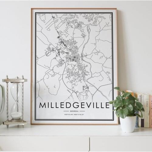Milledgeville Georgia GA USA city map Nordic Living Room Decoration Canvas Poster Modern Home Decor Art Print Painting