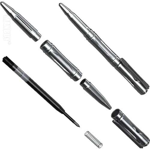 Nitecore NTP20 Self-defense Multi-Functional Titanium Alloy Tactical Pen Ergonomically Tungsten Steel Tapered Tip + Black Refill