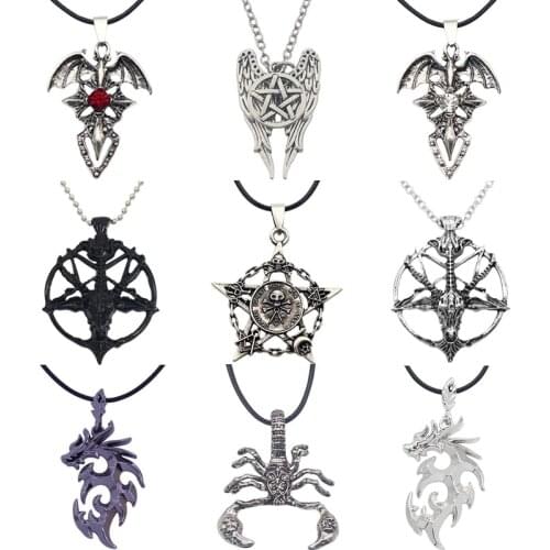 Fashion Steampunk Inverted Pentagram Star God Goat Head Pendant Necklace Satan Satan Mysterious Metal DIY Necklace in Jewelry