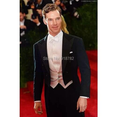 Costume Homme 2018 New Arrival Performance Stage Suit 3 Pieces Set Peaked Lapel Long Suit For Men Wedding Suit For Men Tail Coat