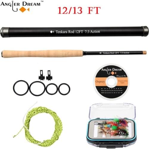 12/13 FT Tenkara Kit Carbon Fiber Stream Hand Pole fishing Tenkara Rod & Level Line/Line Holder/Flies/Flouorocabon Tippet