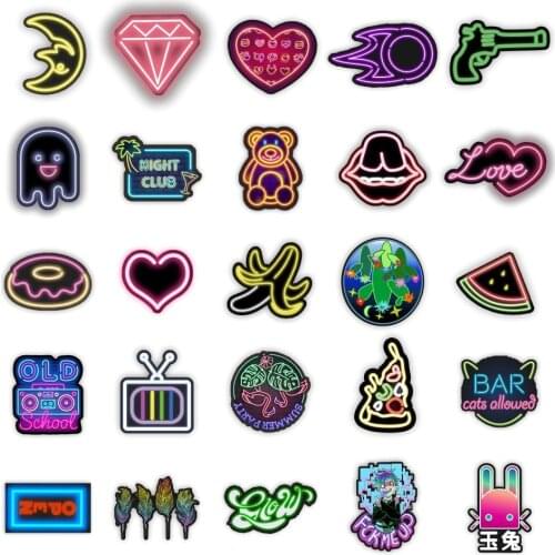 10/50 PCS Neon Light Stickers Aesthetic Classic Retro Neon Style Anime Graffiti Cute Stickers Decals DIY Car Laptop Phone Bike