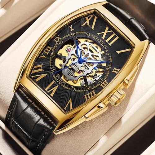 New Luxury Famous Brands Automatic Mechanical Wristwatches Skull Designer Skeleton Watches for Men Fashion Unique Glod Relogios