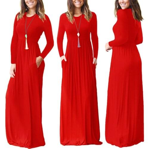 Autumn Long Sleeve Maxi Bottom Maternity Dress For Pregnant Women Clothes O-neck Solid Dress Pregnancy Vestidos Gravida Clothing