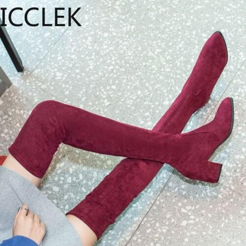 Autumn Beautiful Women Over The Knee High Boots Fashion All Match Pointed Toe Winter Shoes Elegant All Match Women Boots