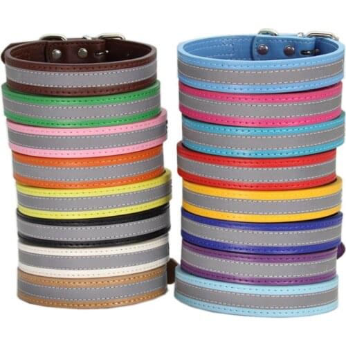 Pet Accessories Adjustable Colorful Small Dogs Collar Reflective PU Leather Pet Cat Puppy Safety Collar for Chihuahua Yorkshire