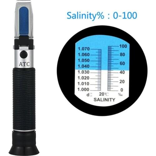 Refractometer sea water salinity meter 0-100% salinity aquarium ATC refractometer 1.000-1.070SG salinity monitor for aquarium