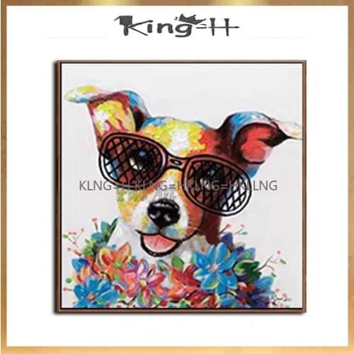 Hand-painted dog animal oil painting on the canvas frame wall painting for the sitting room wall of modern abstract art hall chi