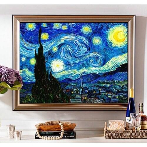 Silk embroidery thread needlework cross stitch 11ct new Year cross stitch patterns DIY printed fabric Van Gogh Stars landscape