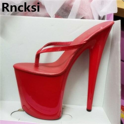 Rncksi 20cm Stiletto Slippers Women High Heel Slippers 20cm Sexy Women Walk Show Women Wedding Shoes Summer Women Shoes