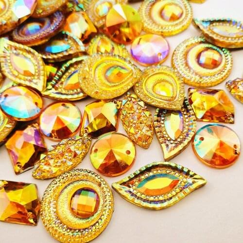 Mix Round Drop S Marquise Sew On Yellow Sewing Clothes Stones and Crystals AB For Handmade Wedding Clothing Dress diy Decoration