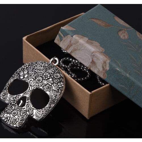 Hip Hop Fashion Carved Skull Pendant Street Style Exaggerated Punk Style Ghost Necklace Hallowmas Gifts
