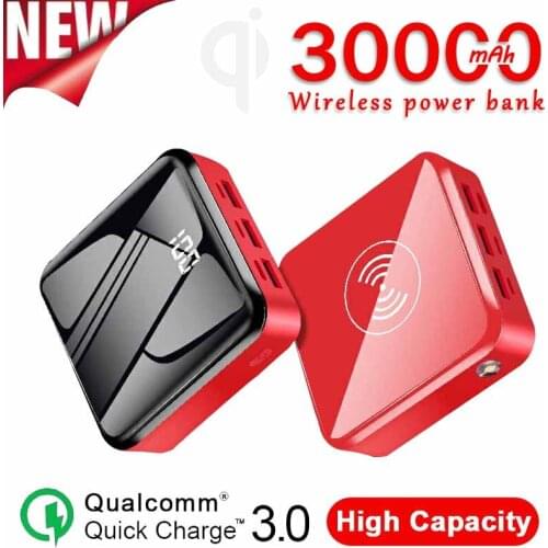 Mini Power Bank Wireless Charger 30000mAh Portable Charger Fast Charging Power Bank External Battery Charger for Xiaomi iPhone