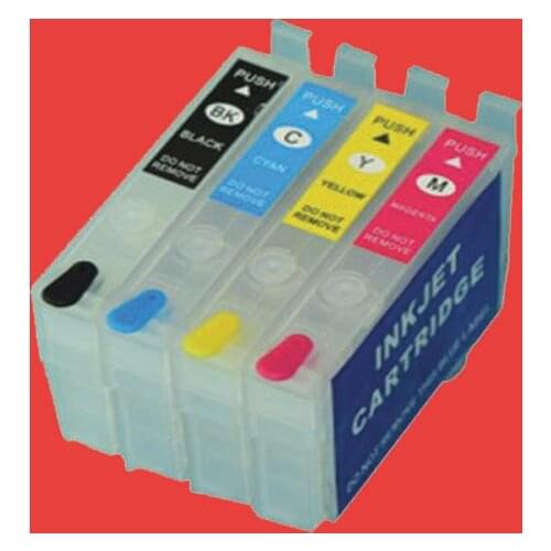 YOTAT Refillable ink cartridge for T702 T702XL / T3451- T3454 without Chip for Epson WorkForce Pro WF-3720