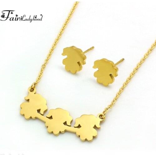 Fairladyhood Jewelry Cute Girl Jewelry Sets for Women Stainless Steel Necklaces Earrings Sets Lovely Jewelry