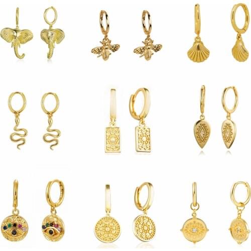 Solid 925 Sterling Silver Lucky elephant Huggies Hoop Earring For Women Small Spike Huggies Circle Earring for gift 2021 A30