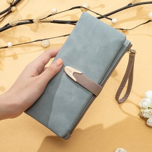 Soft Pu Leather Wallet Women Long Clasp Clutch Purse Wristband Casual Female Wallet Brand Designer Lady Purse Coin Pocket