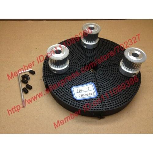 3pcs 24 teeth 3M Timing Pulley Bore 8mm + 5Meters HTD 3M open timing belt width 15mm for laser engraving CNC machines
