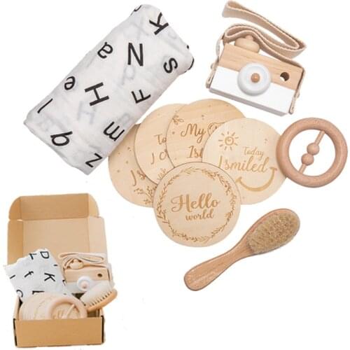 1 Set Baby Photography Decorations Monthly Growth Milestone Blanket Wood Camera Newborn Growth Photo Ornaments Room Accessories