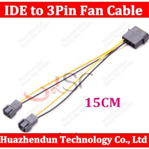 100pcs IDE 4Pin Molex to 2-Port Cooler Cooling Fan 3Pin Power Cable CORD 22AWG Wire PC DIY Free shipping