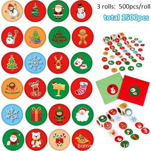 1500pcs Postal Stamps Christmas Stickers Postage Collections Decorative Santa Postmark House Decorations For Christmas Gifts