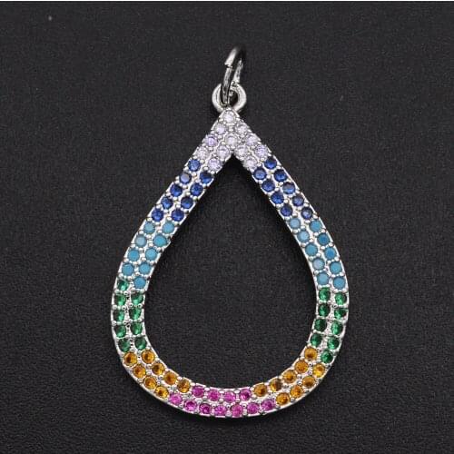 18x28mm 100% CZ Zircon DIY Jewelry Waterdrop Rainbow Charm Pendant Wholesale Fashion Jewellery Pendants Jewellery Accessories