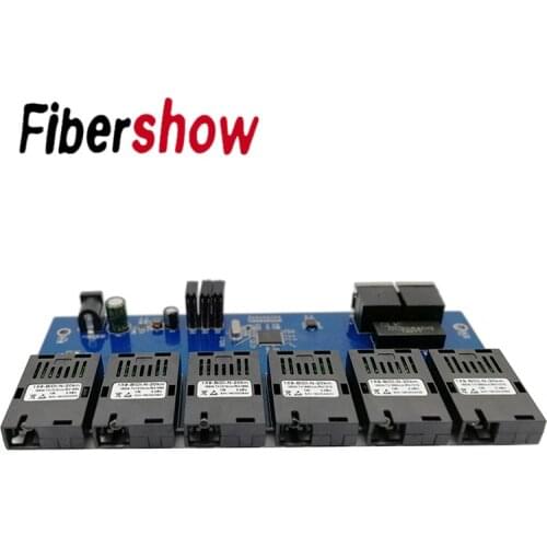 2 RJ45 6 155M SC fiber Port Fast Ethernet switch Converter 20KM Ethernet Fiber Optical Media Converter 10/100M PCBA
