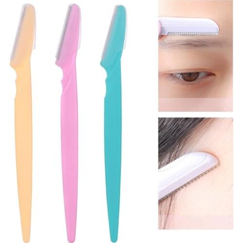 3Pcs/Set Facial Eyebrow Trimmer Face Eye Brow Shaper Shaver Portable Tool Scissors Shaping Facial Hair Remover Woman Makeup Tool