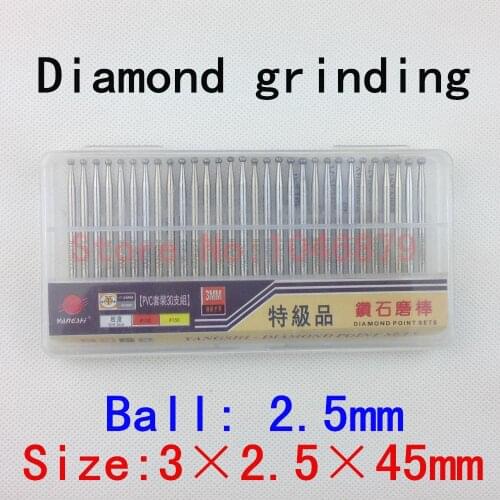 30 / box,Diamond grinding, grinding needles, grinding rods, ground rods. Ball: 3*2.5*45mm