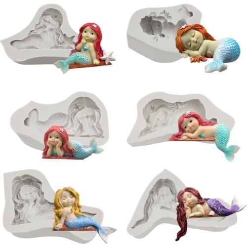3D mermaid cake fudge silicone mold DIY chocolate cake decoration mold handmade soap mold baking accessories 90*88*39mm