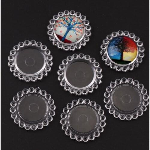 50pcs inner 20mm Transparent Color Round Resin Flatback Base Setting Rhinestone Cabochon Base Frame Setting Accessory