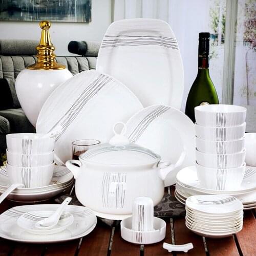 56 pcs bone china dinnerware set ceramic tableware