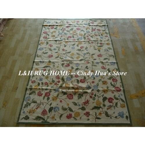 Free shipping 5'x8' Needlepoint Woolen Rugs Floral design for home decoration