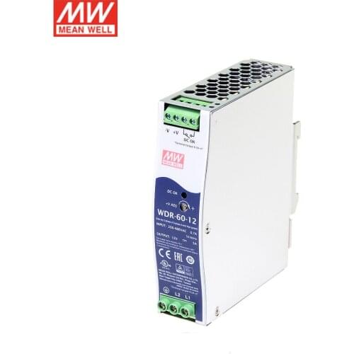 MEAN WELL WDR-60 60W 5V/10A 12V/5A 24V/2.5A 48V/1.25A Wide Input Industrial DIN Rail Power Supply 180-550VAC Power Unit PSU SMPS