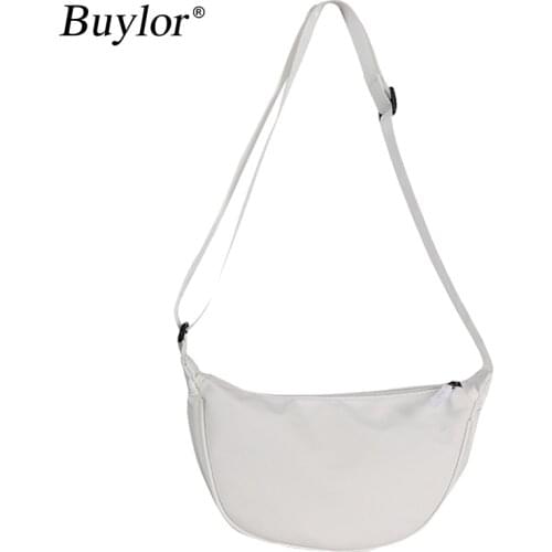 Buylor Women Crossbody Bag Solid Color Canvas Dumpling Bag Ladies Daily Street Chest Bag Large Capacity Casual Light Travel Bag
