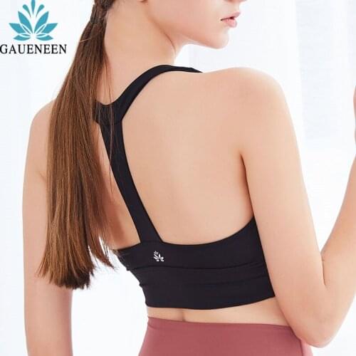 GAUENEEN High Support Yoga Bra Fitness Tank Tops Women Removable Pads Workout Running Bra Gym Vest Sports Brassiere Active Wear