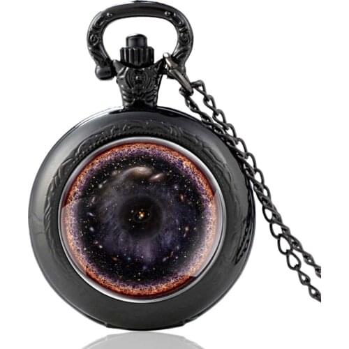 Mysterious Black Universe Pattern Vintage Quartz Pocket Watch Pendant Clock Watch Men Women Unique Jewelry Necklace Gifts