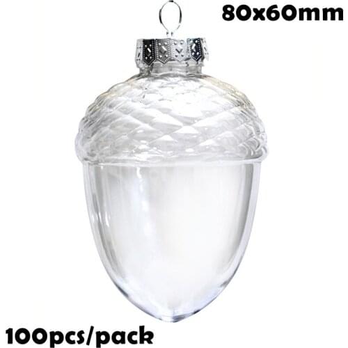 Free Shipping DIY Paintable/Shatterproof/Fillable Christmas Decoration Ball 80mm Plastic Pinenut/Acorn Ornament, 100/Pack