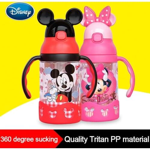 Disney Minnie cup childrens sippy cup with handle learn to drink cup baby kettle leak-proof baby drink cup