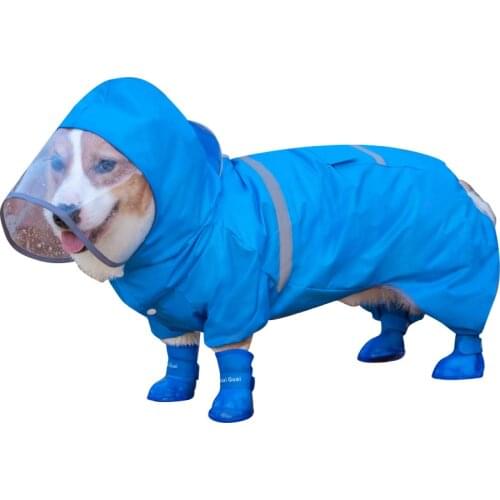 Welsh Corgi Dog Raincoat Reflective Waterproof Clothing for Dog Rain Jacket Outfit Jumpsuit Corgi Dog Clothes Pet Clothing
