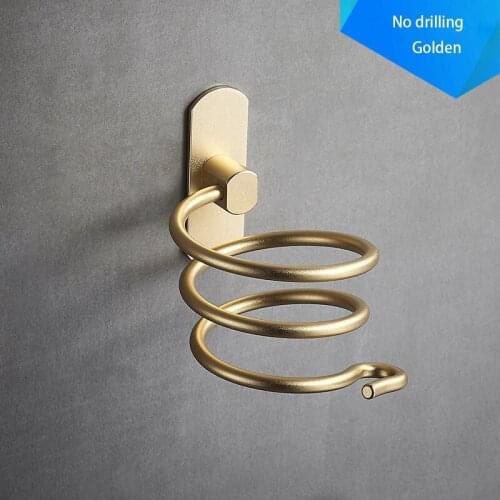 Hair Dryer Organizer Adhesive Wall Mounted Nail Free No Drilling Holder Blower Stainless Steel Spiral Stand Bathroom Multicolor