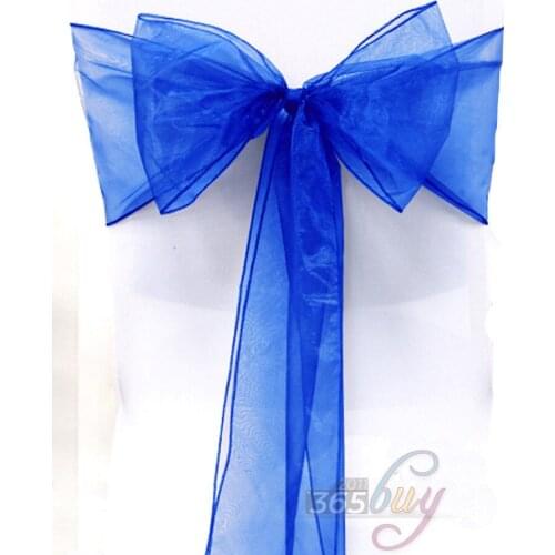 [ Fly Eagle ] 10PCS Organza Chair Sashes Bow Wedding Party Cover Banquet cover sashes #16 Royalblue