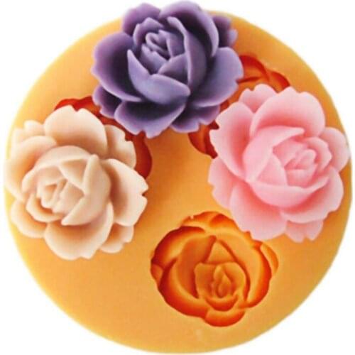 Three Roses Shaped Dessert Chocolate Mould Non Stick No Stain Bakeware Cupcake Baking Pan Multifunction Kitchenware